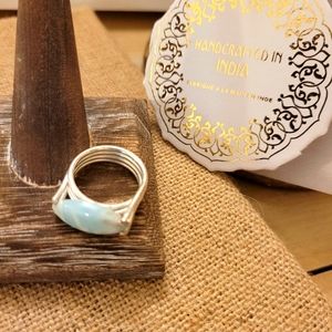Beautiful 925 Silver Plated Larimar Gemstone Ring